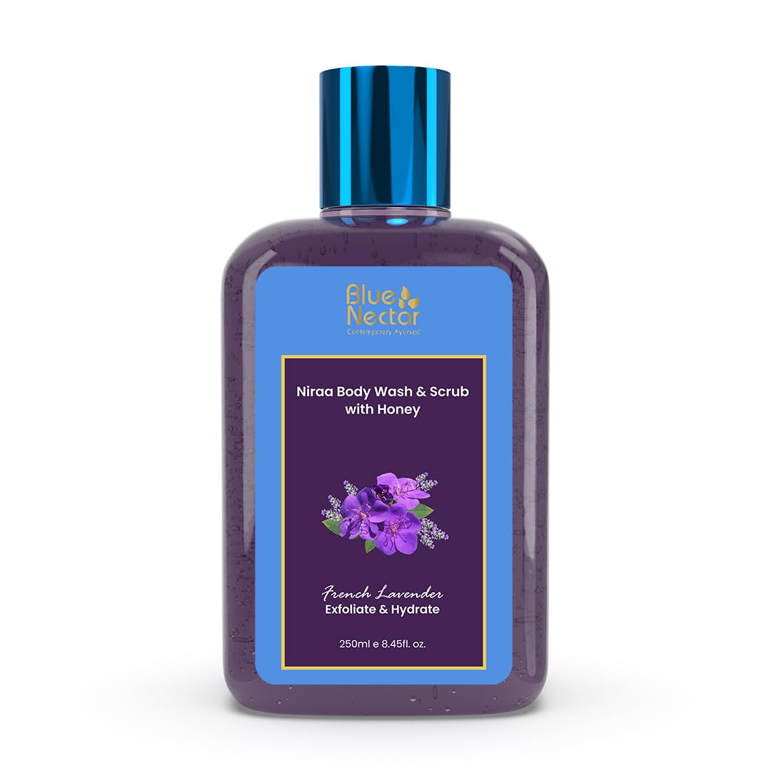 Blue Nectar Jabón corporal exfoliante y exfoliante para piel áspera y con baches  Exfoliante corporal para eliminar el bronceado de lavanda francesa