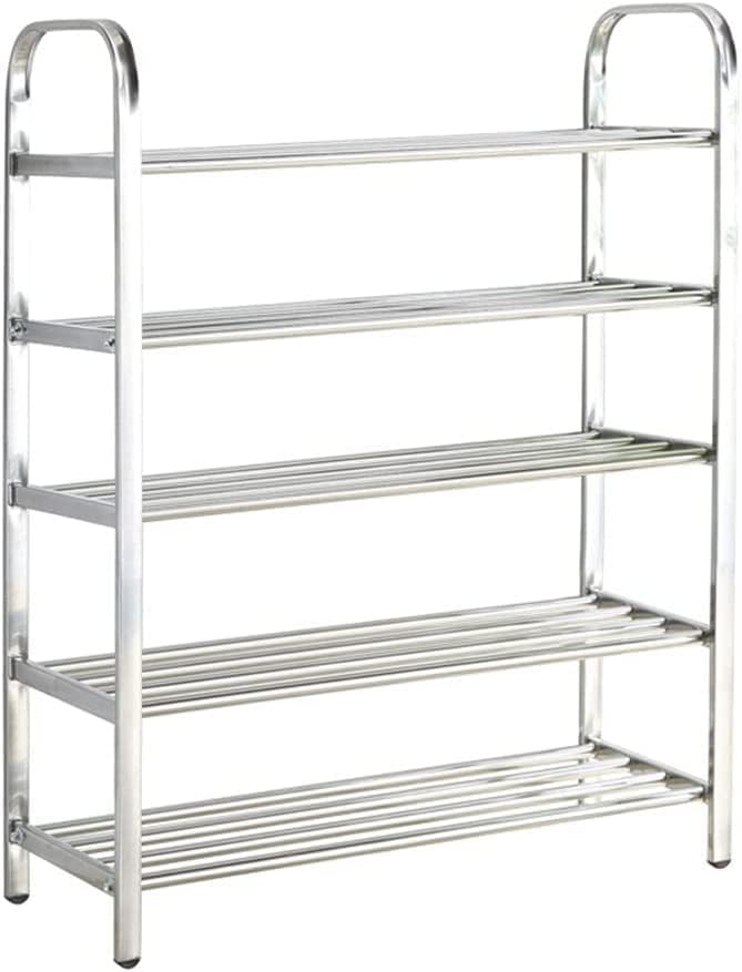 Zapatero de 5 niveles de acero inoxidable para almacenamiento de zapatos, estante de almacenamiento de zapatos adecuado para sala de estar, entrada,