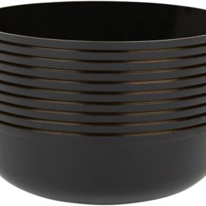 Edge – Cuencos redondos desechables de plástico negros con borde dorado, 16 onzas (10 unidades), para fiestas, eventos y ocasiones especiales Edge – Cuencos redondos desechables de plástico negros con borde dorado, 16 onzas (10 unidades), para fiestas, eventos y ocasiones especiales