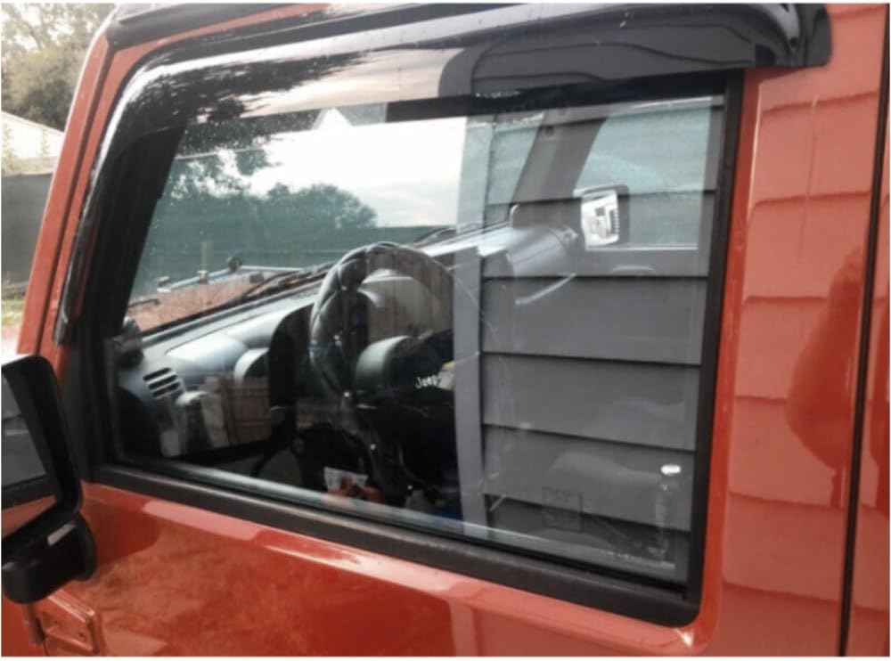 4pcs Sun Rain Deflector Guard Window Visors Front Rear Left Driver Right Passenger Upper Side Tape On External Window Style Acrylic Smoke Tinted