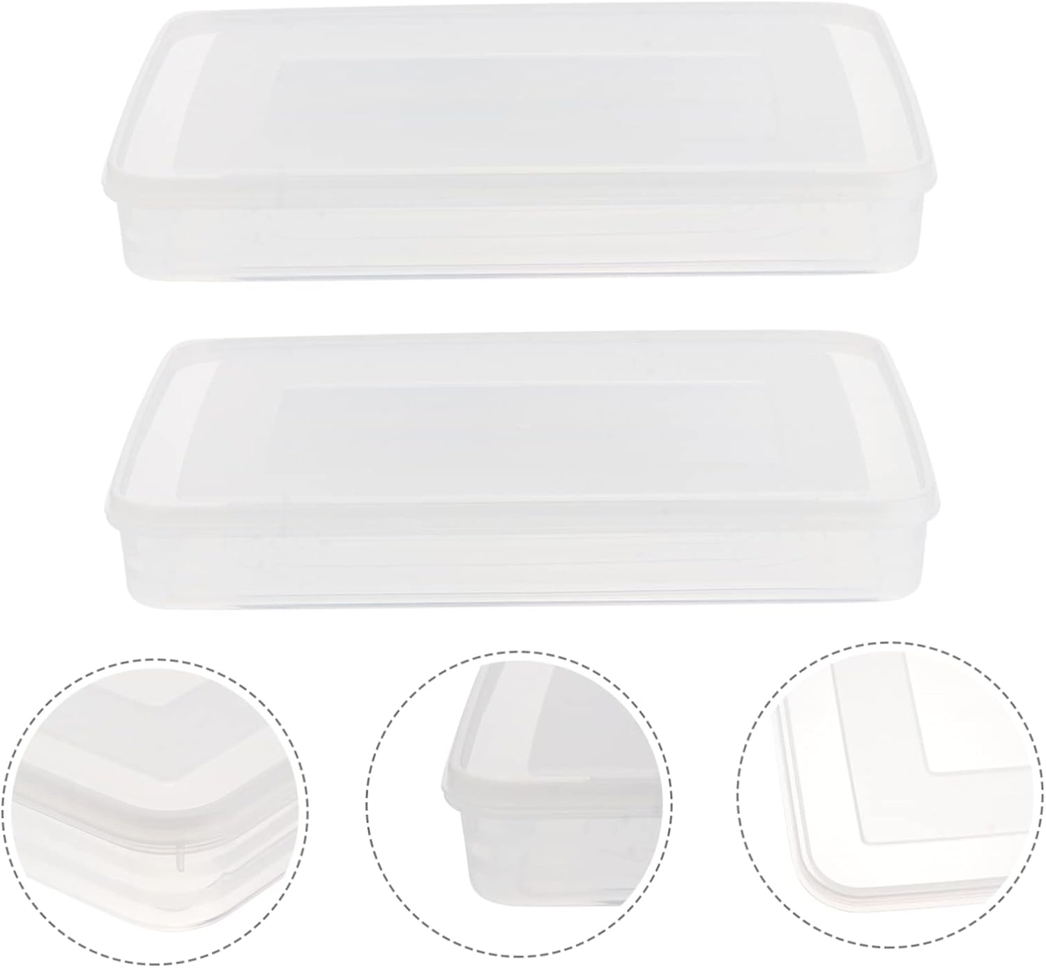 HOMSFOU 2 unidades de cajas de bola de masa para nevera, contenedor de plástico grande, contenedores de almacenamiento planos, contenedores