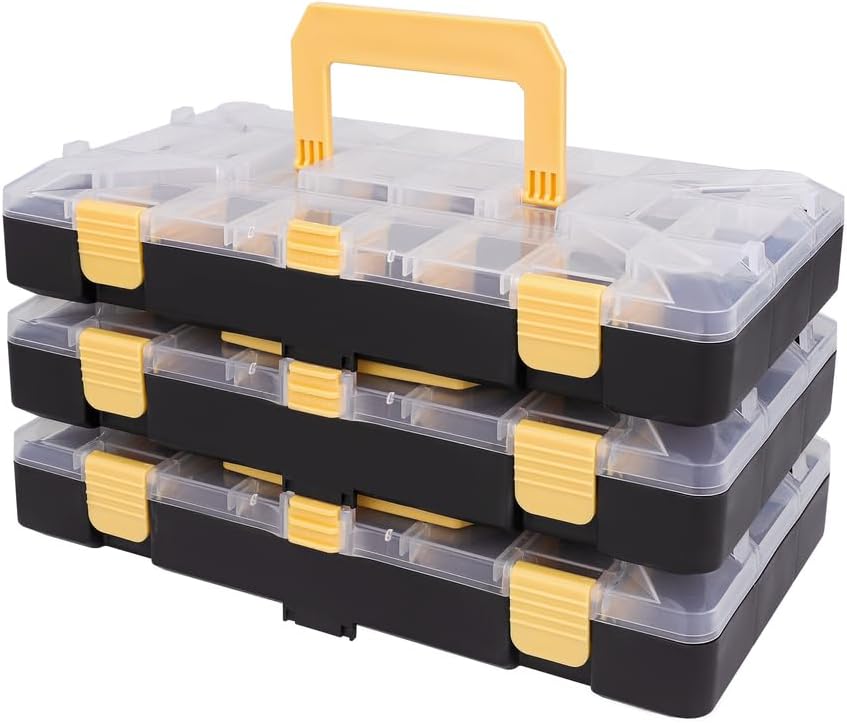 Bonost Organizador de herramientas de 3 piezas con separadores de plástico extraíbles, organizadores de tornillos y almacenamiento para piezas