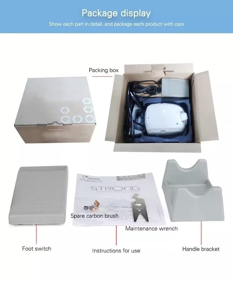 Micromotor de 35,000 RPM con escalón de pie disponible para juego de pulido de laboratorio, joyería sin escobillas tipo E Connect