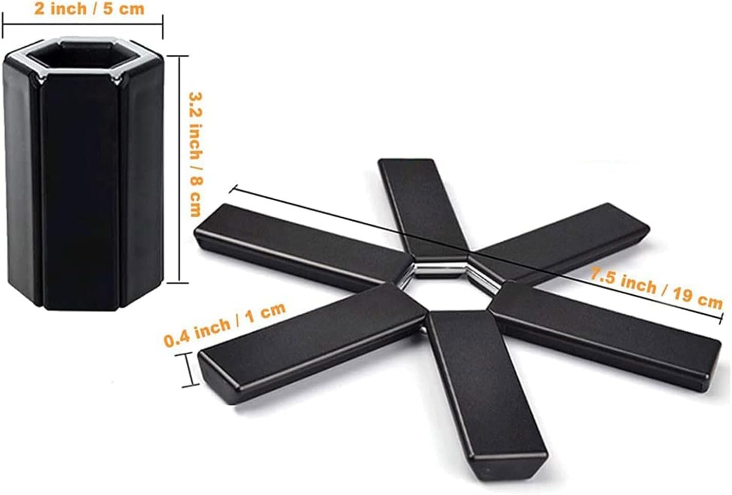 Juego de salvamanteles plegables resistentes al calor, paquete de 3 manteles individuales de plástico antideslizante negro para platos calientes,