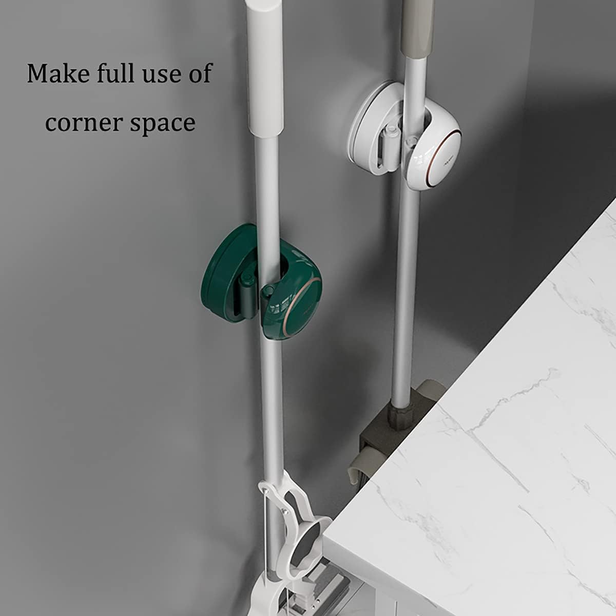 Soporte para trapeador de escoba, soporte antideslizante para herramientas de limpieza de montaje en pared, organizador de utensilios de cocina,