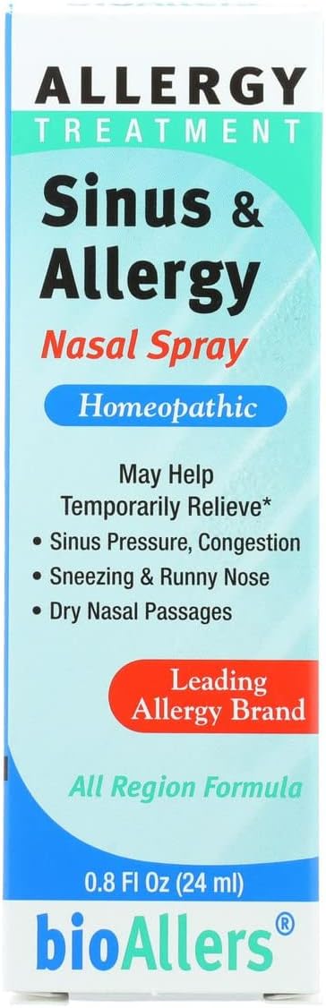 NaturalCare bioAllers Aerosol nasal para alergias, aerosol homeopático para alivio de la congestión, presión sinusal, estornudos, secreción nasal,