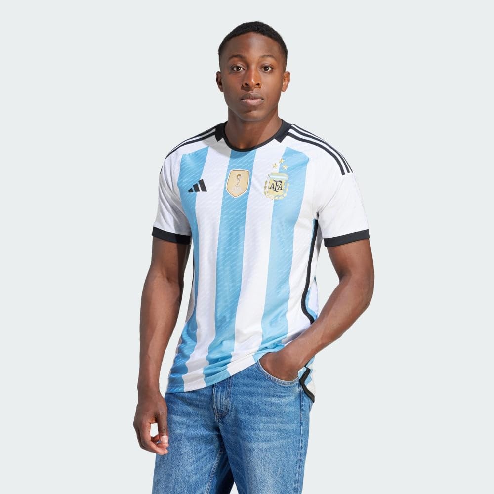 adidas Camiseta auténtica de 3 estrellas de fútbol Argentina 2022 para hombre – Celebra el número tres y vístete como un campeón del mundo