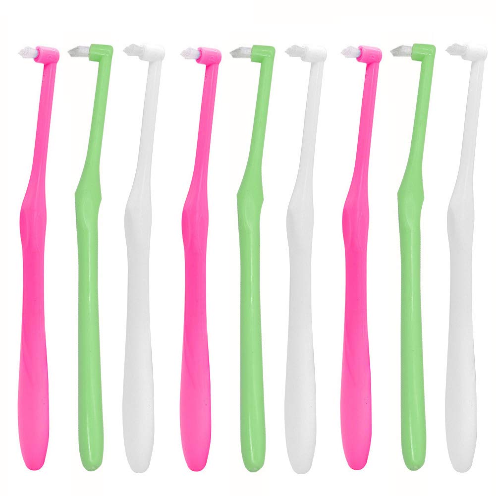 Angzhili 9 cepillos de dientes interespaciales, cepillo de dientes ortodóntico de ortodoncia para zonas difíciles de alcanzar, cepillo de dientes