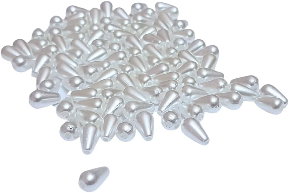 100 cuentas sueltas de lágrima de 0.236 x 0.394 pulgadas, cuentas de perlas de gota de agua para bricolaje, joyería de cuentas de imitación ABS