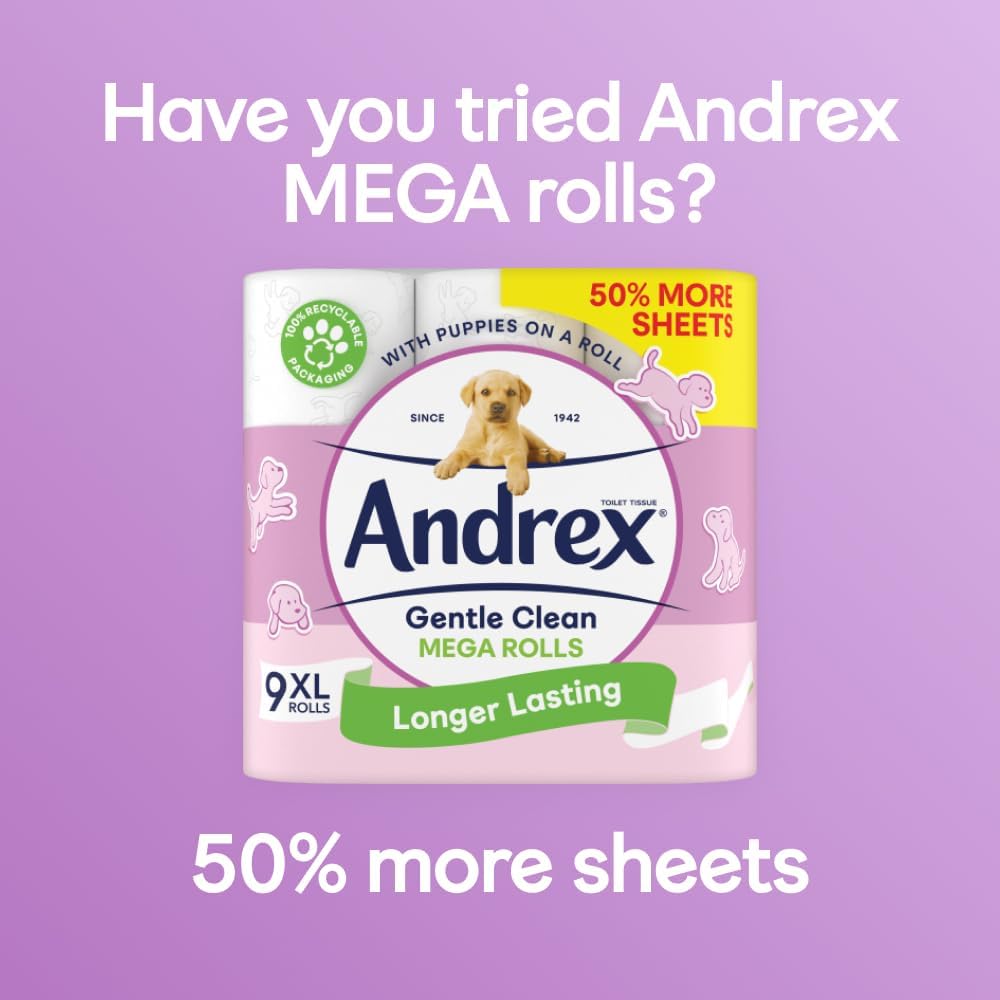 Andrex Rollos de inodoro Gentle Clean  Paquete de 72 rollos de inodoro  Compra rollos de inodoro a granel  Suave y suave para la piel de tu familia
