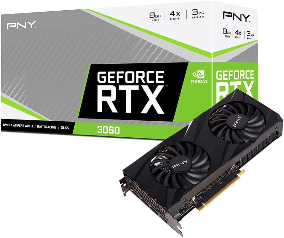 PNY Tarjeta gráfica GeForce RTX 3060 de 8 GB Verto Dual Fan