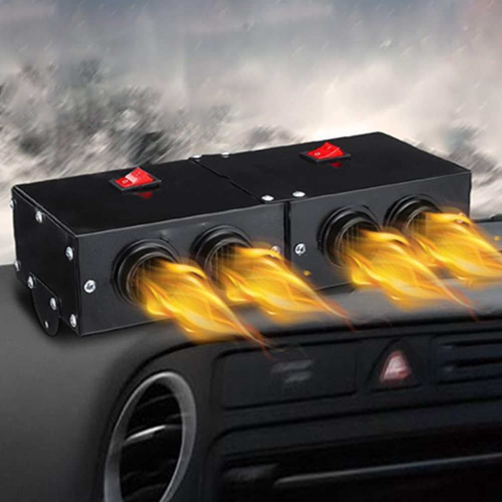 Descongelador portátil de 12 V, 500 W, 4 agujeros, soplador de aire caliente para automóvil con tubo telescópico de papel de aluminio, descongelador