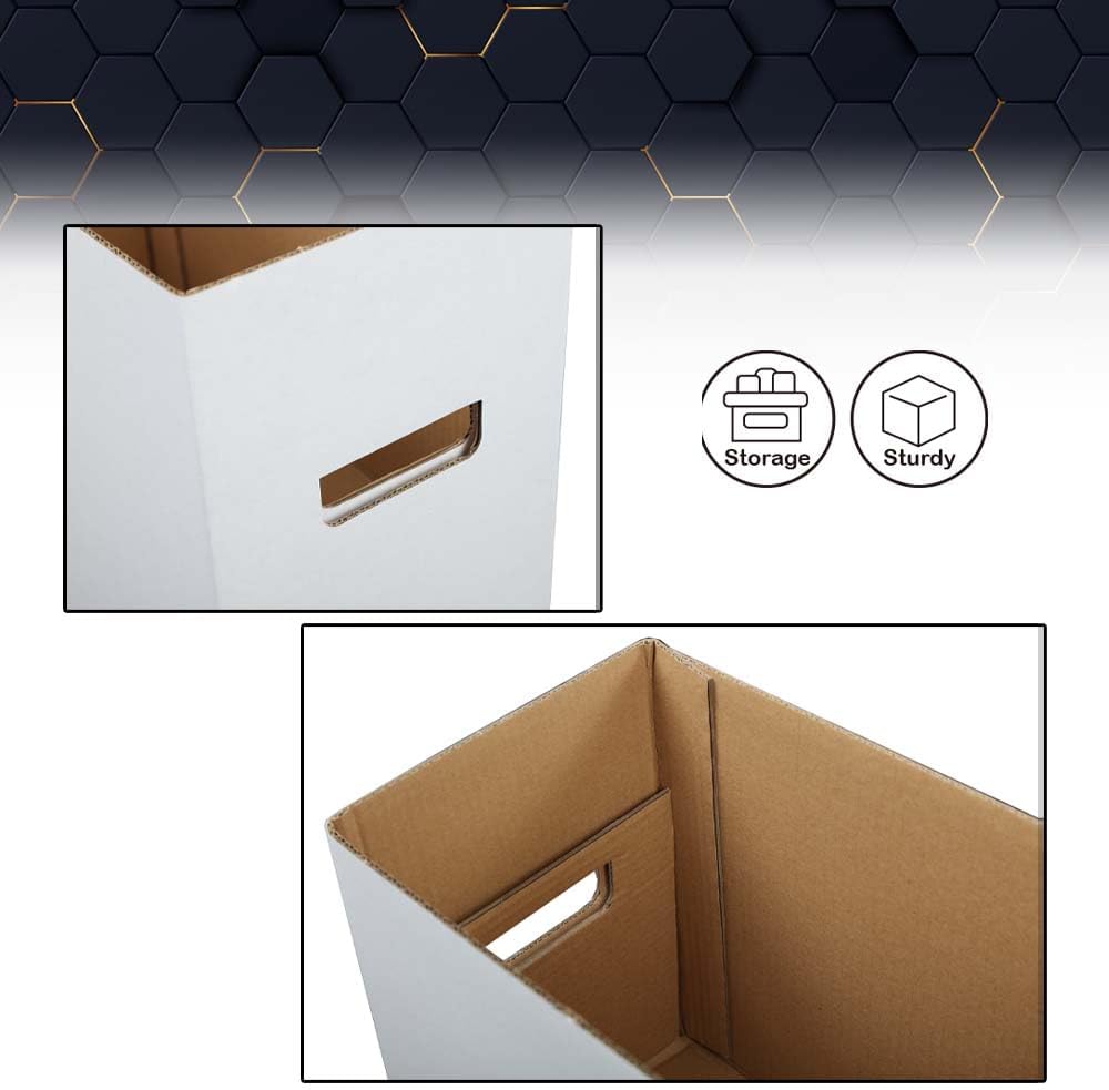 PIT66 10 cajas de almacenamiento de cómics con tapas cortas capacidad para 150-175 libros de cómics apilables y duraderos, color blanco