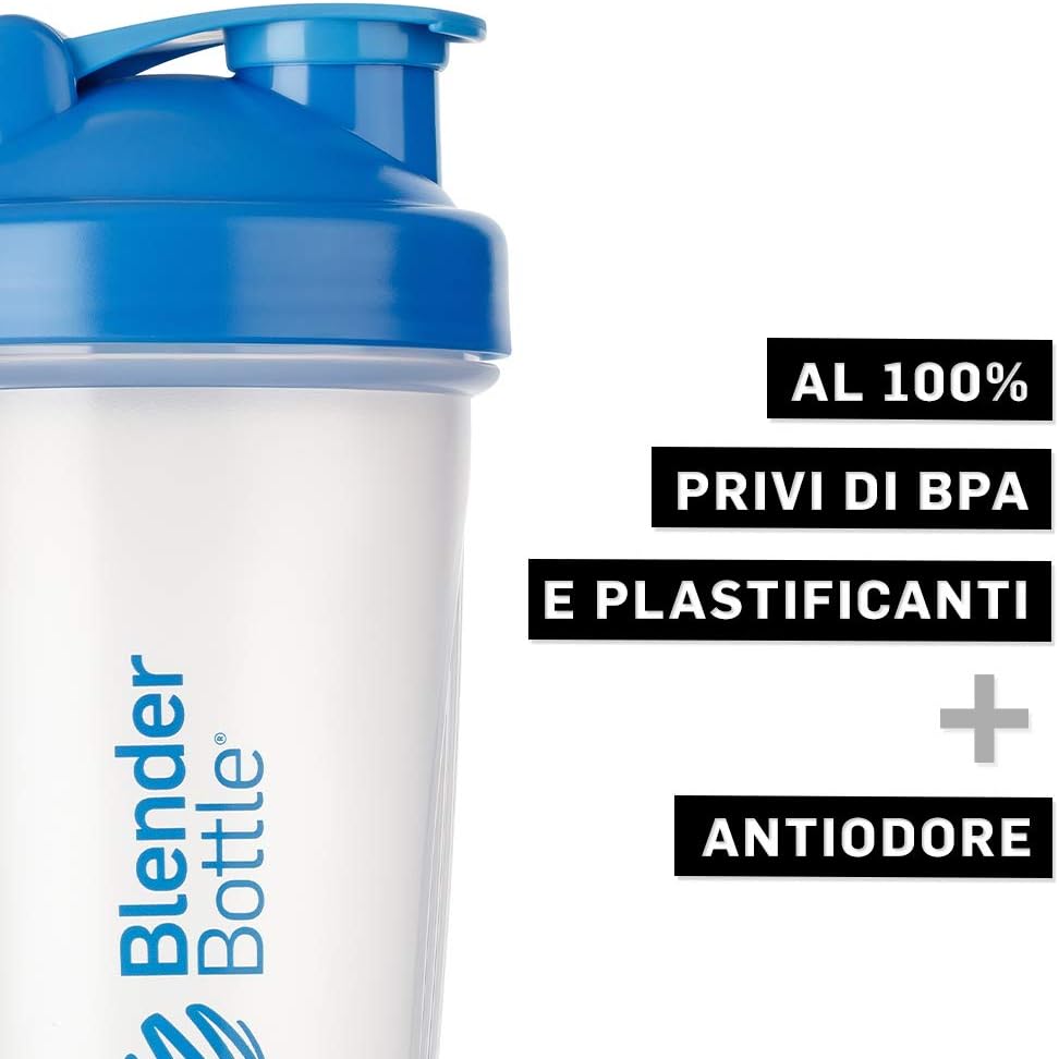 BlenderBottle Taza de coctelera clásicaagitador de dietacoctelera de proteínas con Blenderball  27.7 fl oz – cian claro
