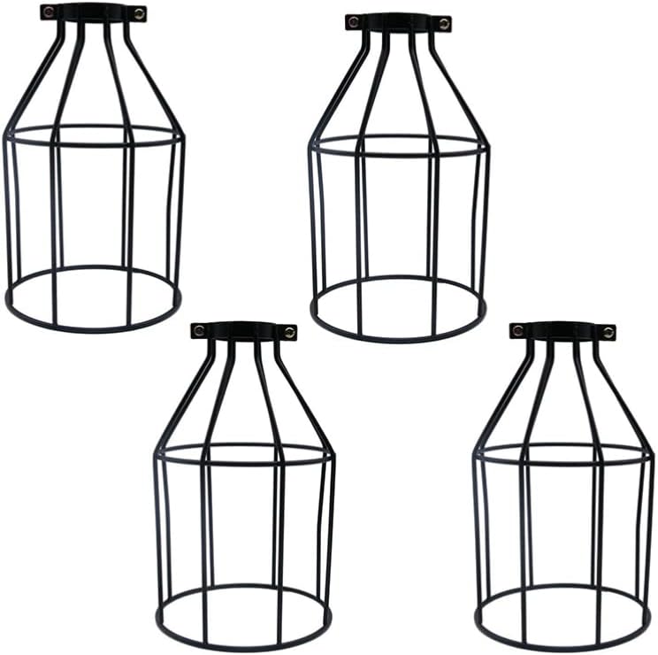 Beaupretty Decoración retro, decoración retro, decoración retro, protector de bombilla de metal, soporte de lámpara de hierro, cubierta de lámpara