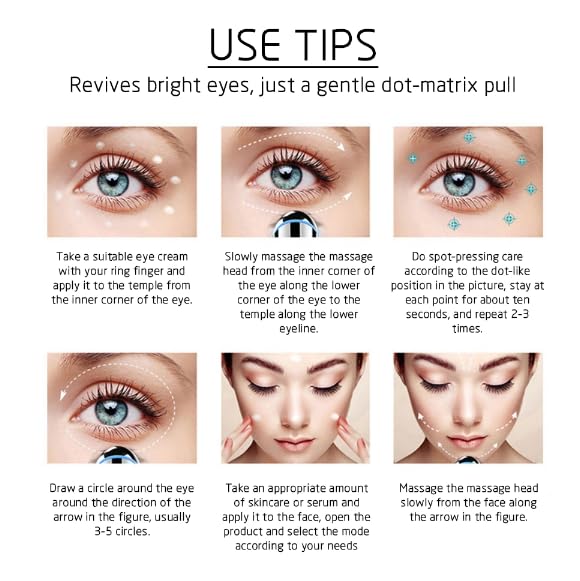 Masajeador facial para ojos, máquina de elevación de piel recargable para relajar ojeras, bolsas de ojos, arrugas, hinchazón debajo de los ojos,