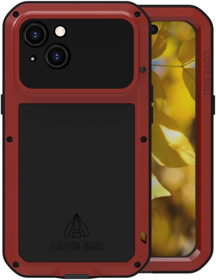 LOVE MEI Funda para iPhone 15, deportes al aire libre, resistente al agua, militar, resistente, a prueba de golpes, polvo y suciedad, aluminio