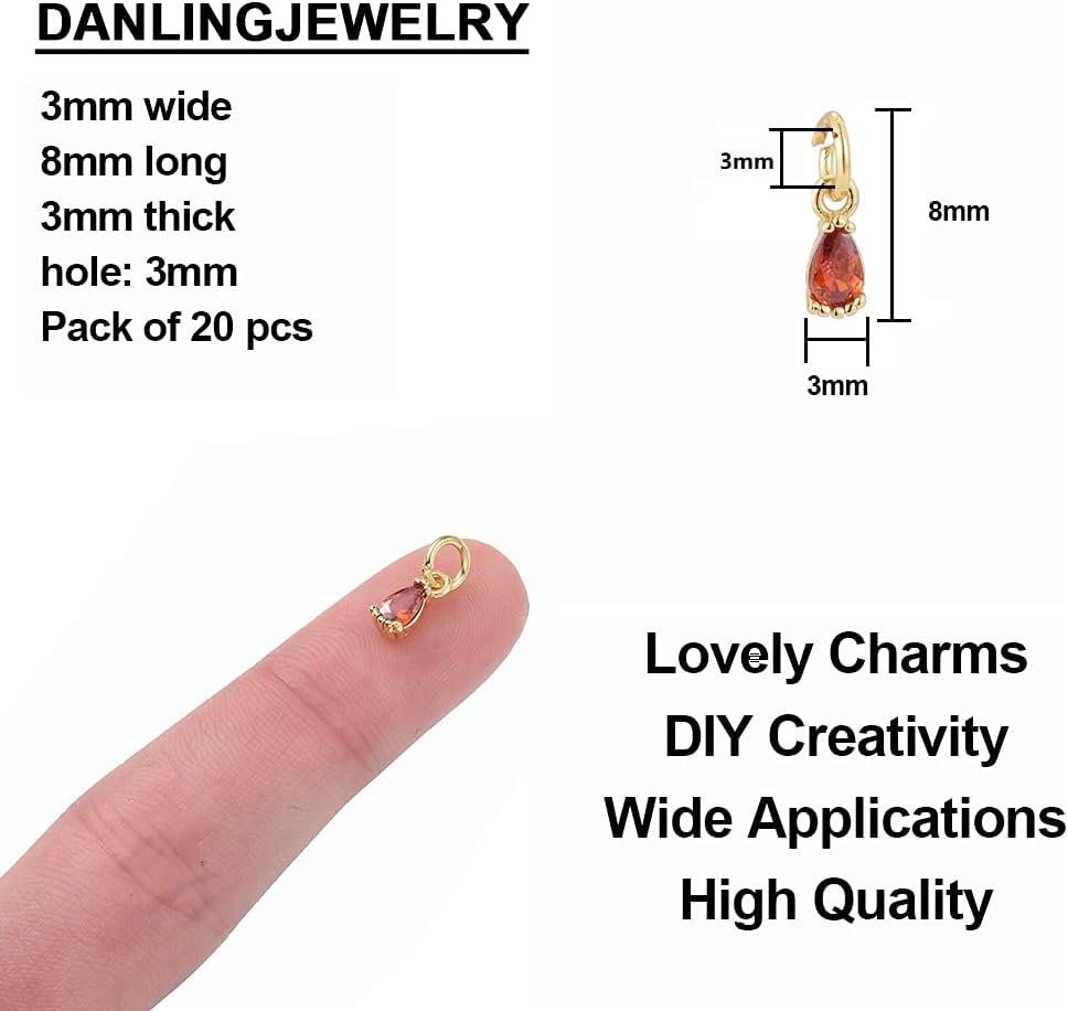 DanLingJewelry 20 dijes de circonita cúbica chapados en oro de 18 quilates con circonita cúbica para hacer joyas
