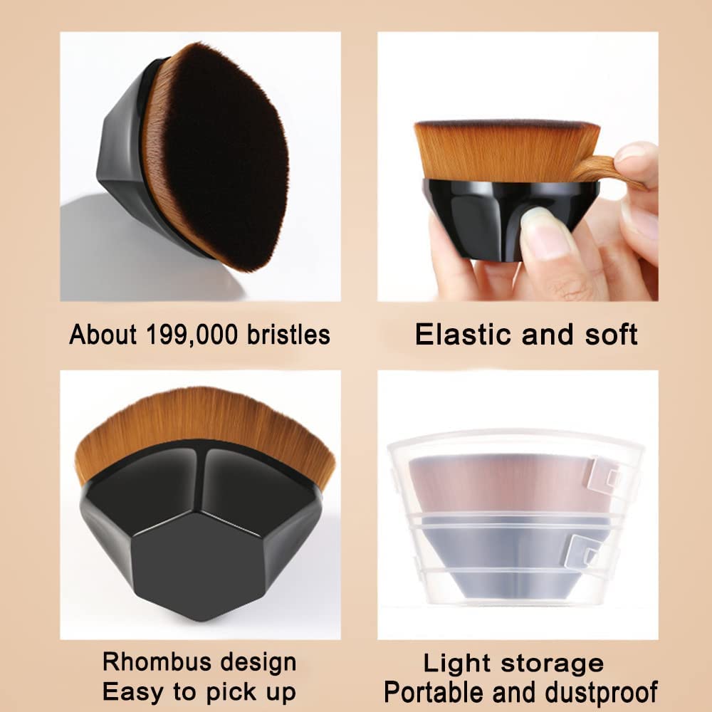 Brochas para base de maquillaje, brocha para base de maquillaje Kabuki, brocha para base de maquillaje con estuche de almacenamiento (2 unidades,