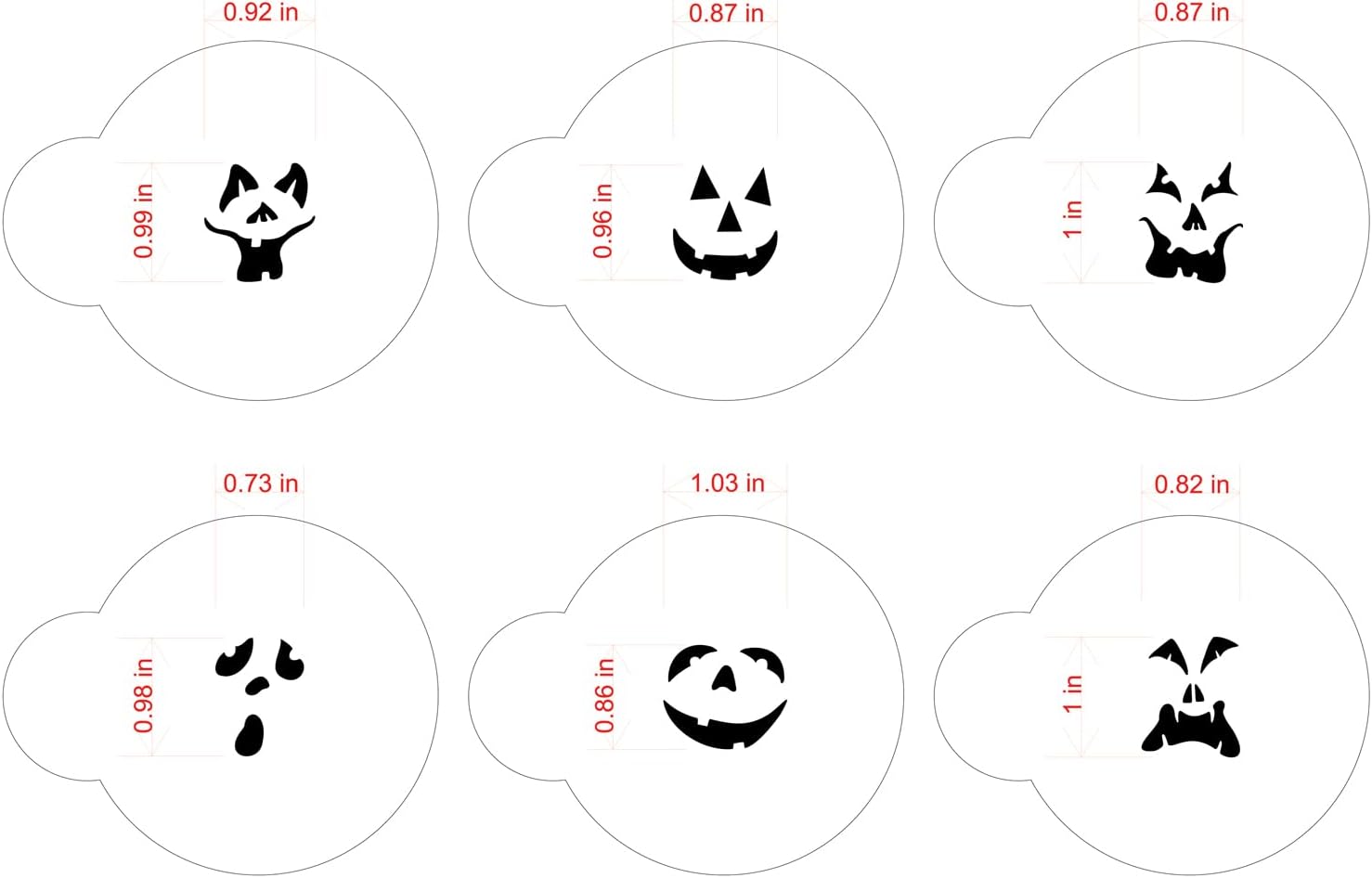 Designer Stencils 742 mini plantillas de galletas Jack-o-Lantern Faces, Beigesemitransparentes