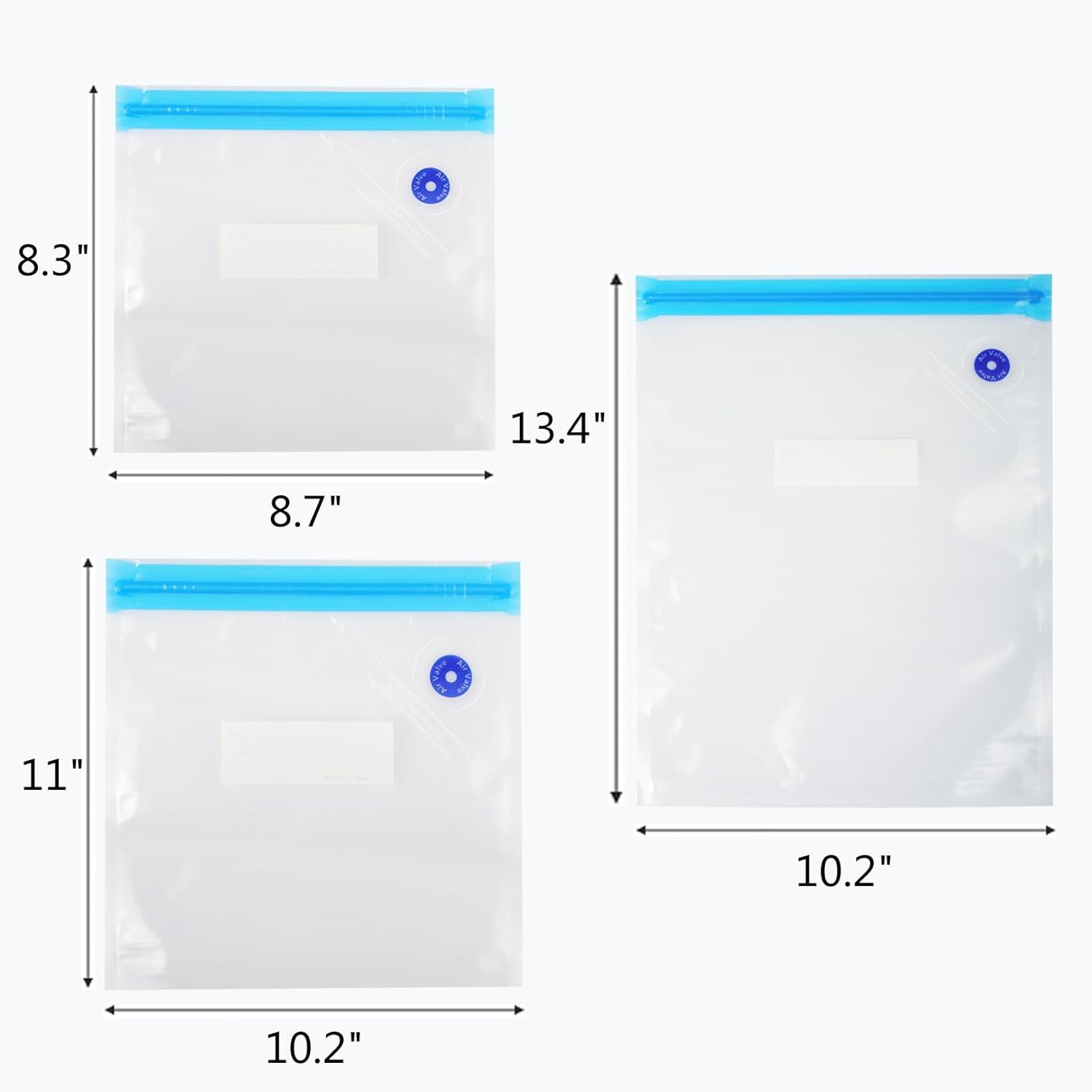 Sous Vide Bags – 20 Pack Reusable Vacuum Zipper Bags, 3 Size Vacuum Sealer Bags and 2 Sealing Clips Set for Sous Vide Cooking, Food Storage Bags for