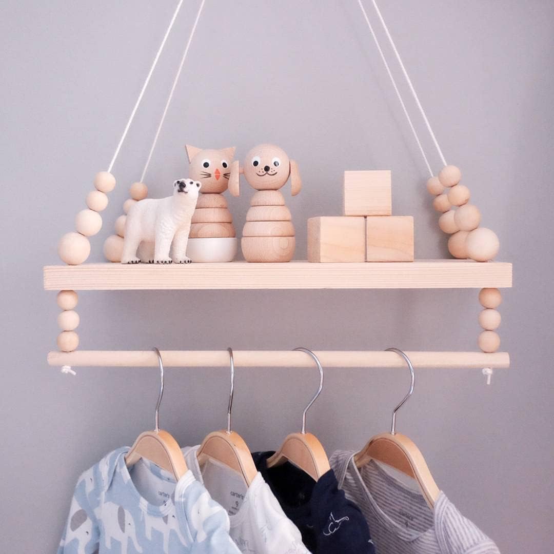 Estantes de pared de macramé, estantes de pared para decoración, estante bohemio para colgar en la pared, estantes colgantes para pared con cuentas