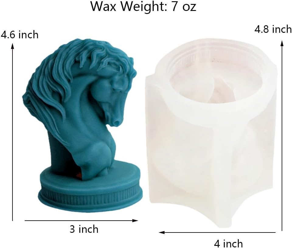 Molde de vela de cabeza de caballo, escultura de animal, poderoso semental, molde de silicona para jabón, cera de soja, resina epoxi, manualidades,