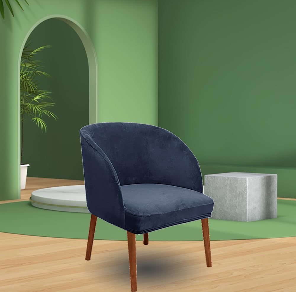 Juego de 2 fundas elásticas de terciopelo azul oscuro para silla, fundas curvas para respaldo con parte inferior elástica, funda suave de lujo para