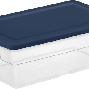 Sterilite Juego de (5) cajas de almacenamiento transparentes de 6 cuartos de galón, paquete de 30, azul marino Sterilite Juego de (5) cajas de almacenamiento transparentes de 6 cuartos de galón, paquete de 30, azul marino