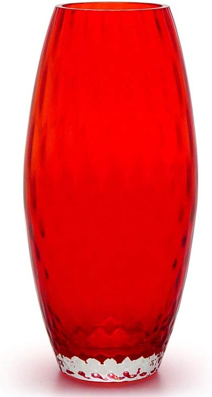 Cá d’Oro Jarrón de cristal rojo estilo Murano Baloton vidrio soplado a mano para flor, decoración de habitación y centro de mesa, modelo Oliva G