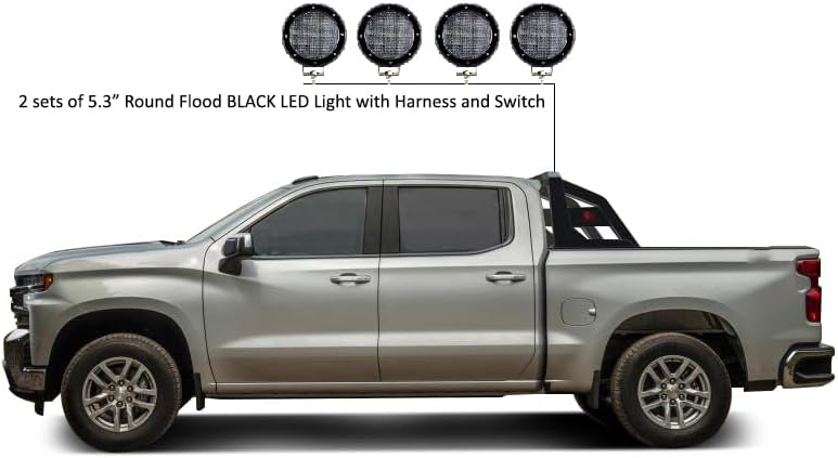 Black Horse Armour – Juego de luces LED de 5.3 pulgadas de diámetro, color negro, compatible con Chevrolet Silverado 3500 01-06  Chevrolet Silverado