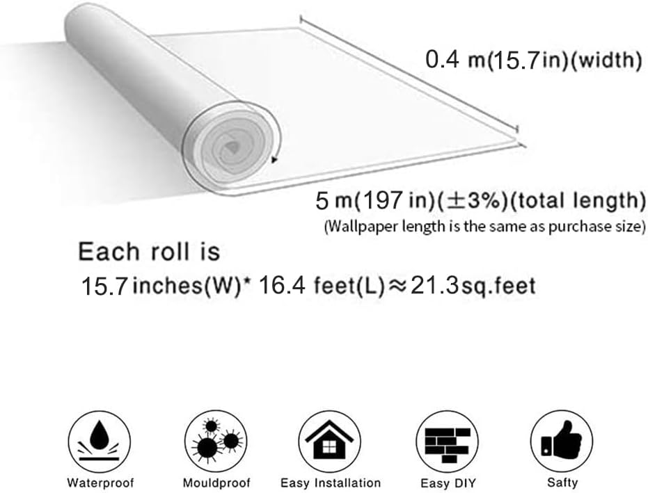 AKANDS Papel tapiz de tela texturizada para despegar y pegar, papel de contacto de vinilo sintético para armarios, baños, encimeras y más (crema,