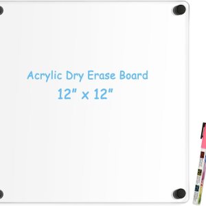 Pizarra de borrado en seco de acrílico transparente, 12 x 12 pulgadas, negro, no magnético, sin marco, pizarra blanca transparente para pared, Pizarra de borrado en seco de acrílico transparente, 12 x 12 pulgadas, negro, no magnético, sin marco, pizarra blanca transparente para pared,