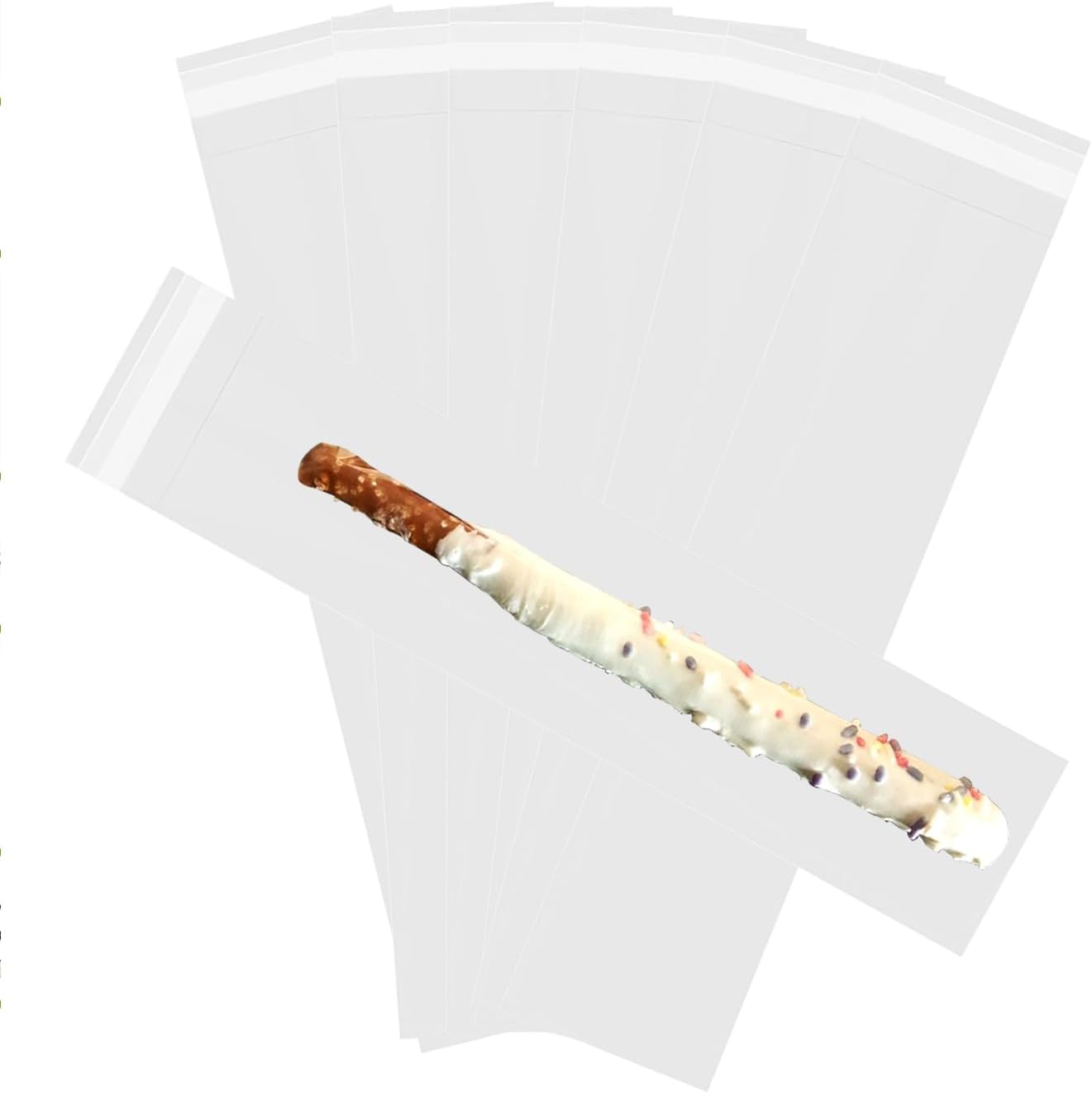 Delatanus Bolsas de celofán resellables de 2 x 9 pulgadas, bolsas transparentes para barra de pretzel, fundas de plástico autosellantes para