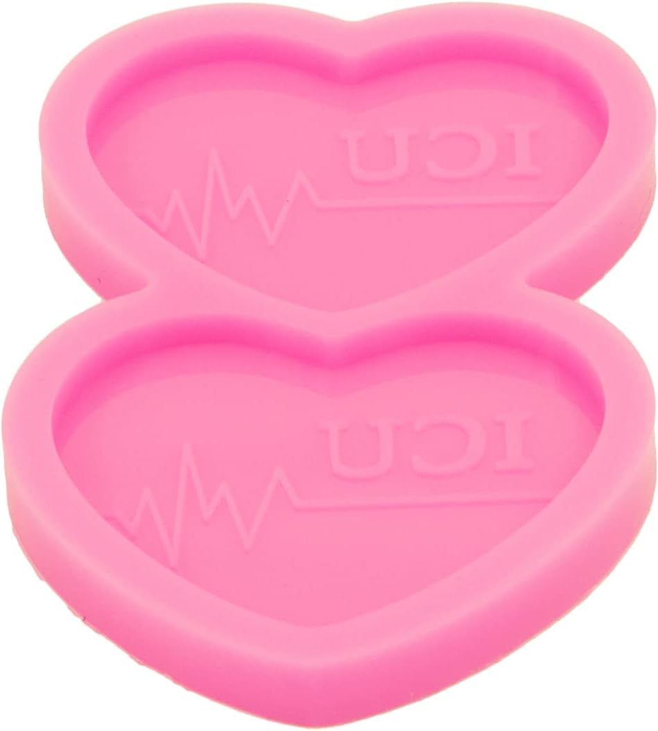Heartbeat – Molde de resina de silicona con forma de latido de corazón de 2 cavidades, molde de carrete de insignia, molde de resina para exposición