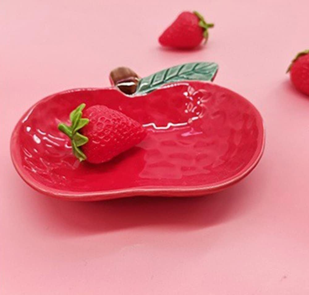 123Arts 4 platos de cerámica con forma de manzana para condimentos, platos de salsa y aperitivos