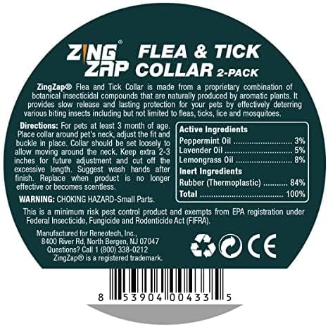 ZingZap Collar antipulgas y garrapatas paquete de 2 unidades, color morado, protege de insectos que pican, ajustable para perros y gatos, fórmula