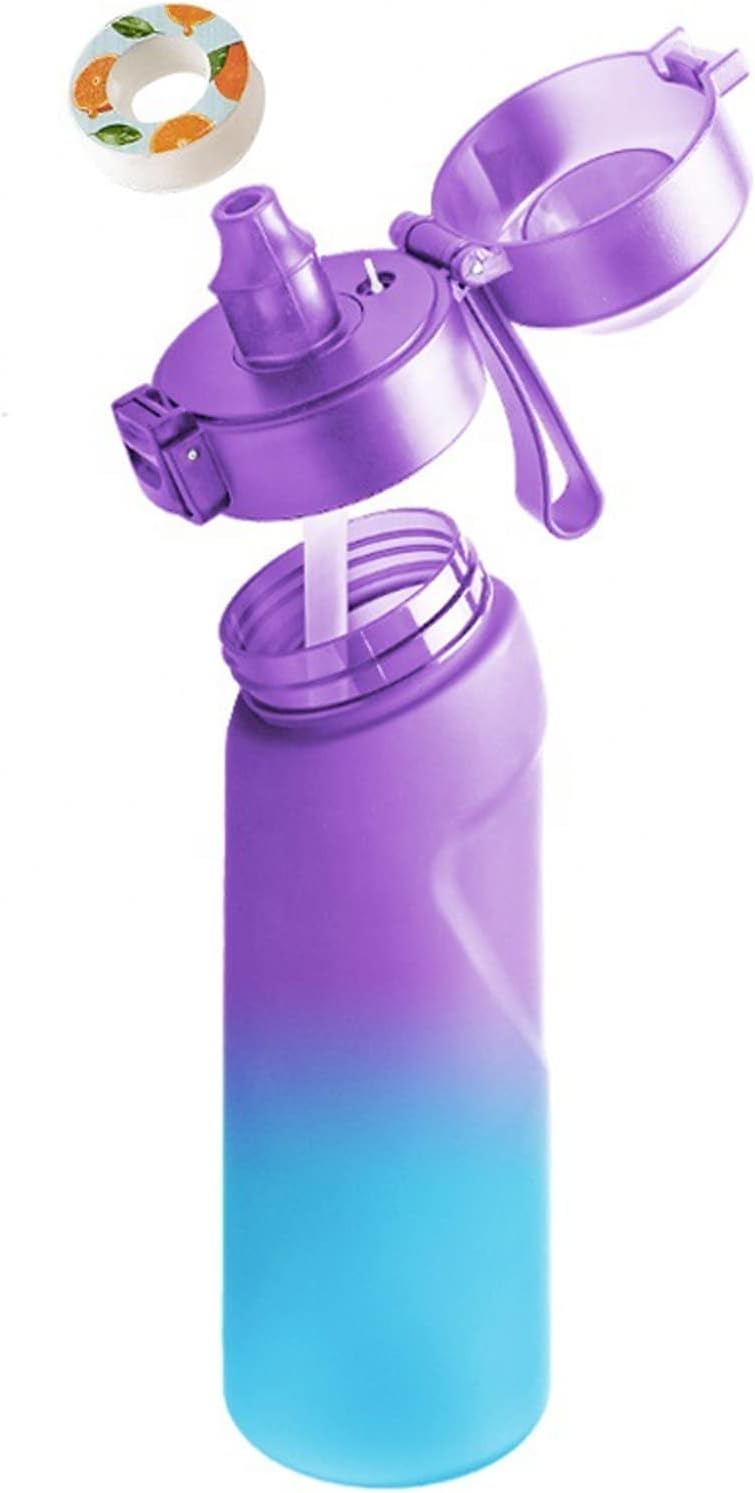 Lyxaof Botella de agua con cápsulas de sabor de 21.9 onzas  22.0 fl oz, botella de agua con fragancia de fruta, botella de agua reciclable para