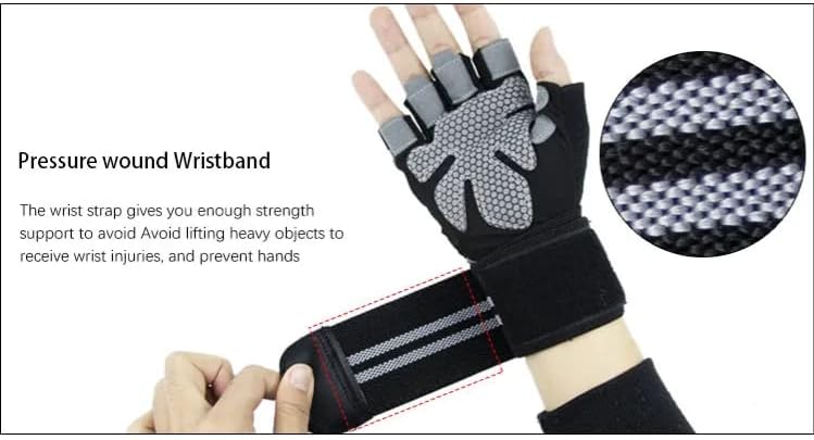 Guantes de entrenamiento ventilados con muñequeras y protección completa de la palma para levantamiento de pesas, fitness, colgar, pesas y uso en el