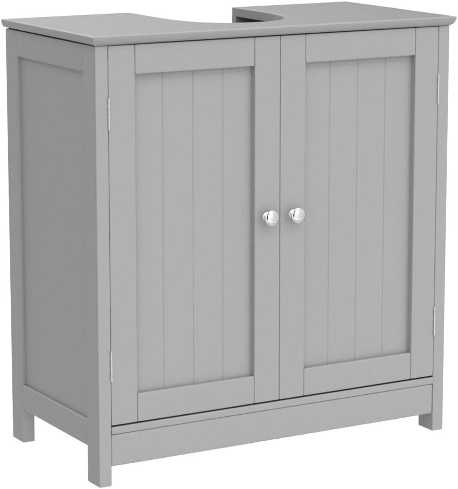 Bonnlo Mueble de baño con pedestal para debajo del fregadero, con 2 puertas, organizador tradicional de ahorro de espacio, 23 58 x 11 716 x 23 58