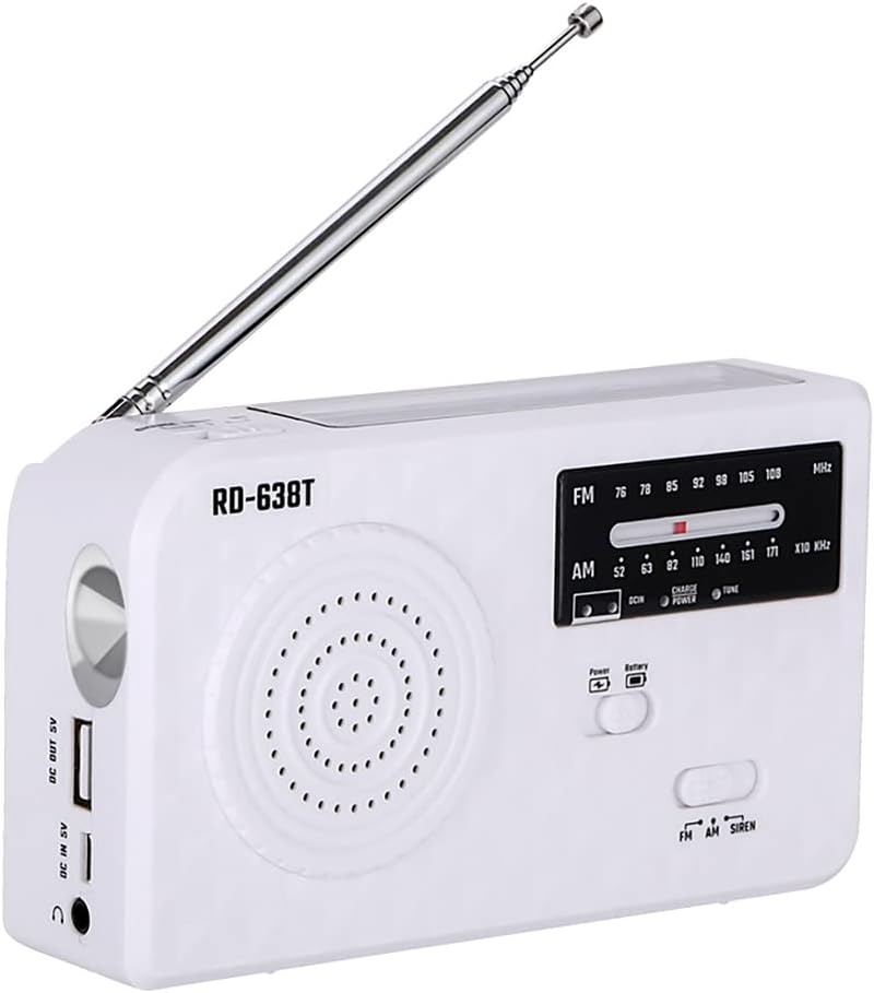 D638T Solar Manivela Generador Radio Multifuncional Emergencia Recargable LED Linterna AM FM Radio para Exterior