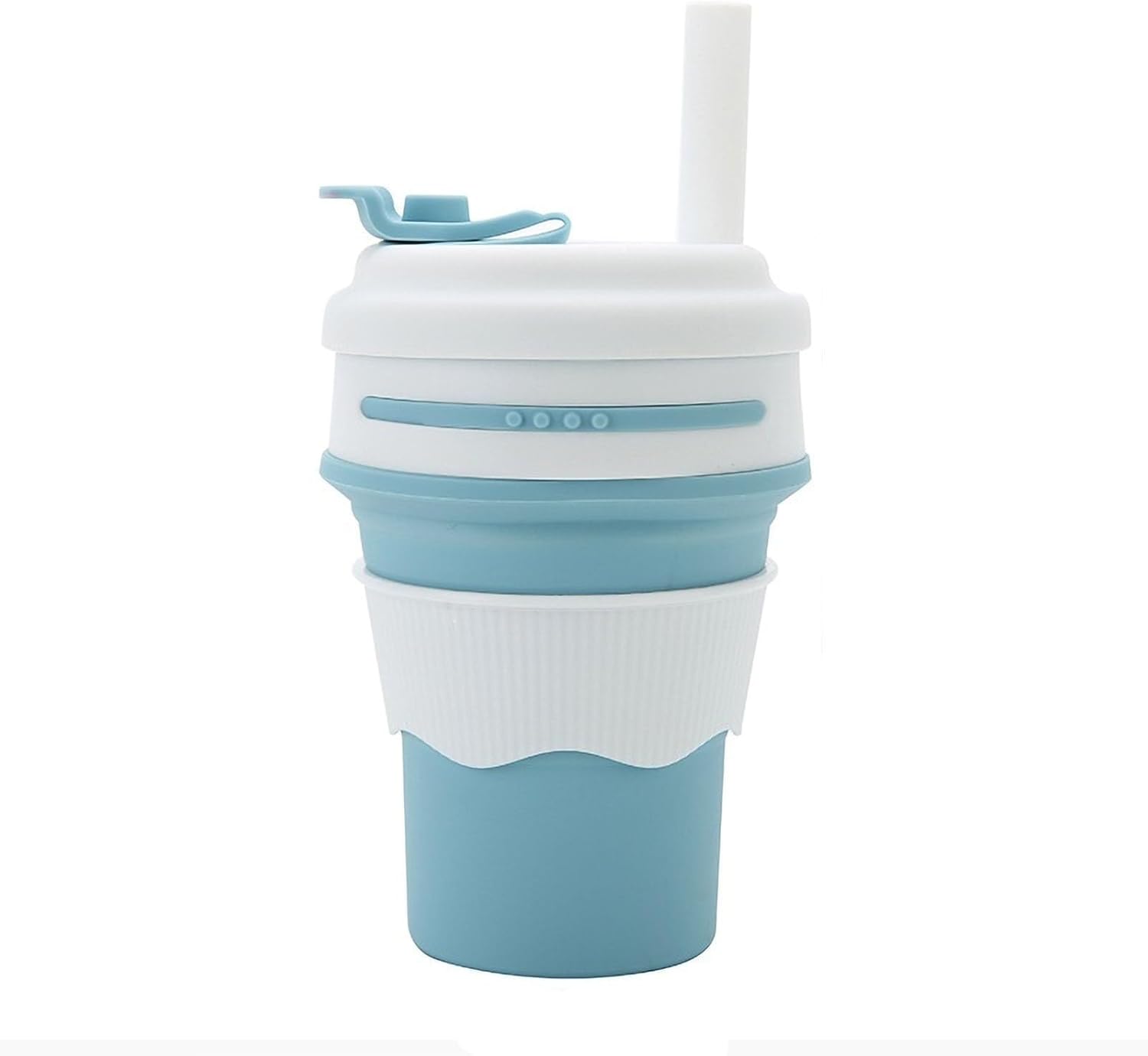 Miss Cheering Taza de viaje plegable con pajilla, 12 oz  11.8 fl oz  Taza de silicona reutilizable para llevar de tamaño de bolsillo para bebidas
