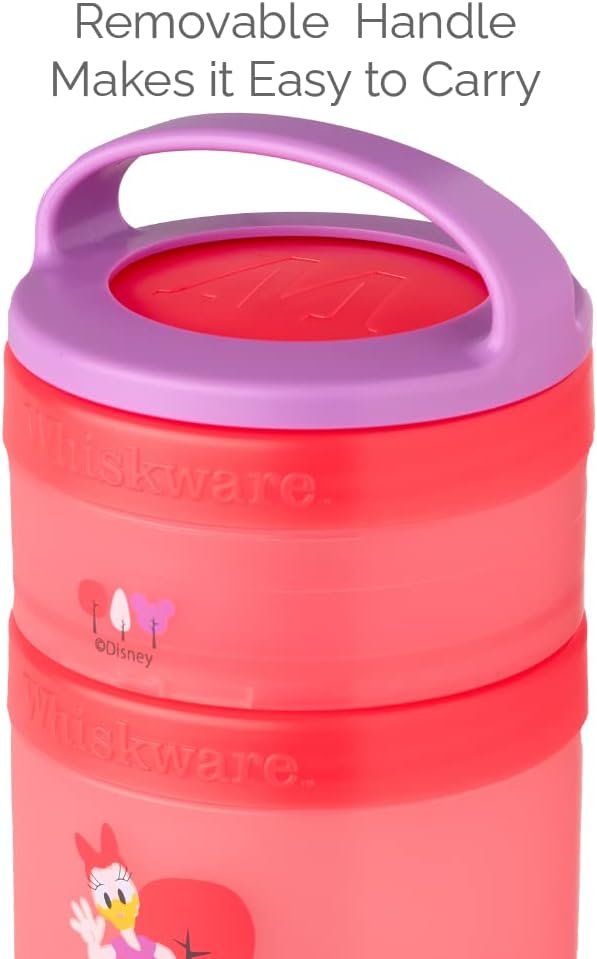 Whiskware Disney – Contenedores apilables para aperitivos para niños y niños pequeños, 3 tazas apilables para aperitivos para la escuela y viajes,