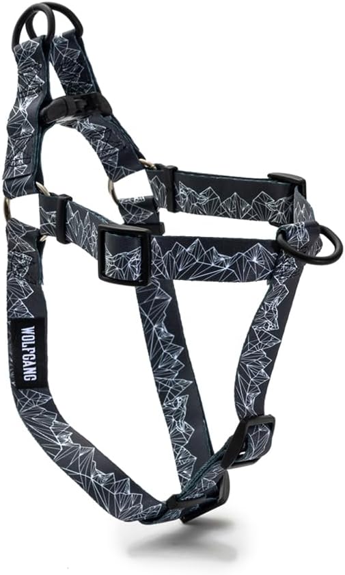 Wolfgang – Arnés de alta calidad sin tirones para perros pequeños, medianos y grandes, fabricado en Estados Unidos, estampado WolfMtn, mediano (58