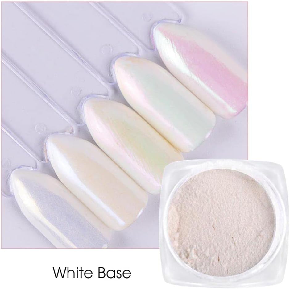 Brillo de uñas en polvo cromado perlado, polvo iridiscente blanco aurora cromo frotar polvo neón sirena espejo pigmento arco iris holográfico