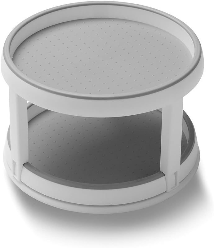 madesmart Tocadiscos clásicos individuales de 10 pulgadas, color blanco, colección clásica, organizador de cocina, fácil de girar, forro