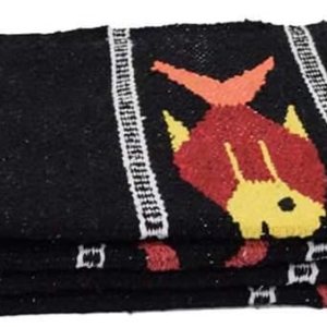 Manta de yoga mexicana gruesa de carbónnegrogris, diseño de pez serape, hecha a mano Manta de yoga mexicana gruesa de carbónnegrogris, diseño de pez serape, hecha a mano