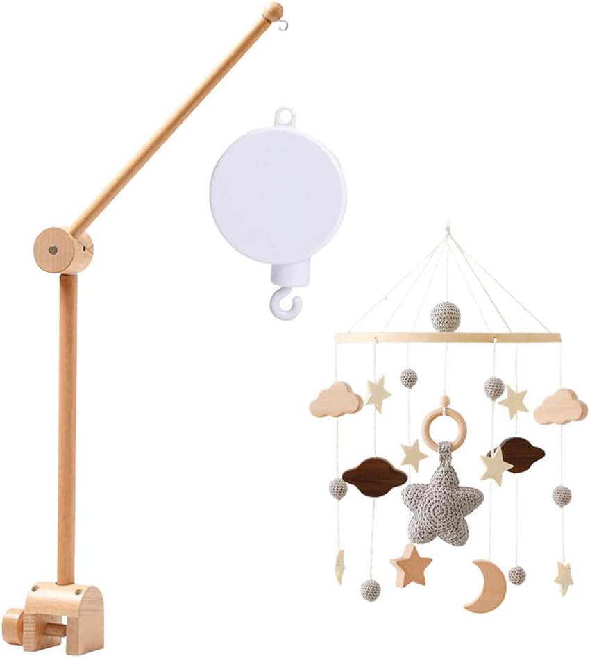 Lindo móvil de bebé para cuna, caja de música de relojería, decoración bohemia para guardería con brazo móvil para cuna de bebé, brazo móvil para