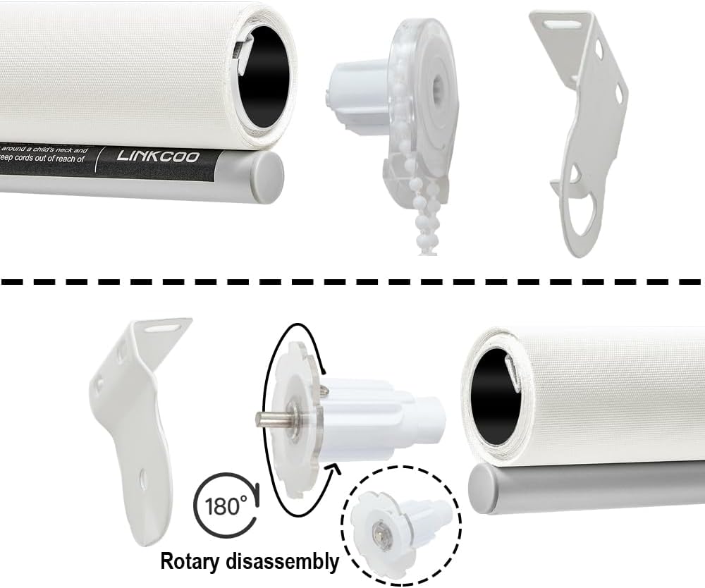 Persianas enrollables 50 % opacas, para oscurecer la habitación con tela aislante térmica, con cadena, para hogar y oficina (blanco – 56 pulgadas de
