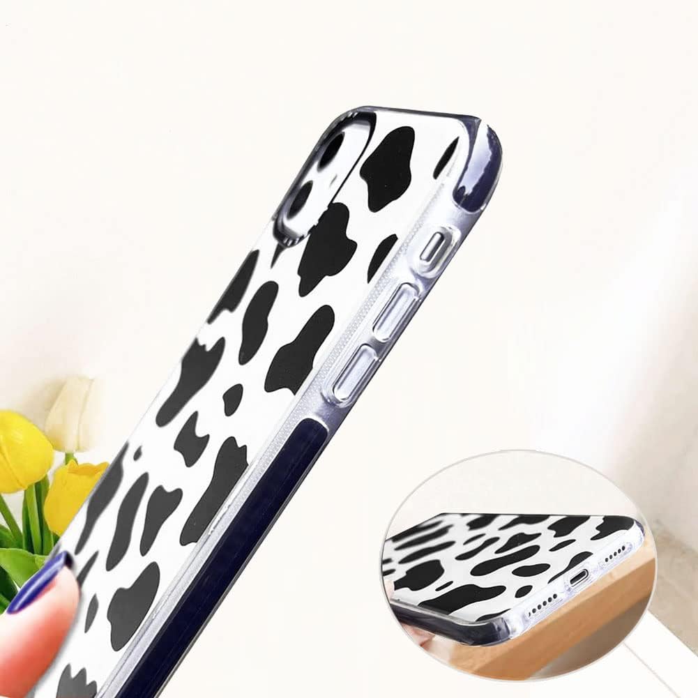 Abbery Funda diseñada para iPhone 11, diseño de vaca, bonita funda transparente con diseño de estampado de vaca, silicona suave, TPU resistente, a